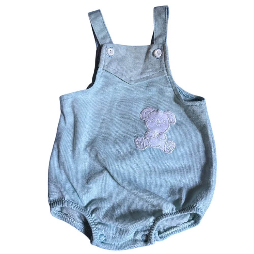 Vintage Carter's Light Blue Baby Romper-Bear Patch-18 Months